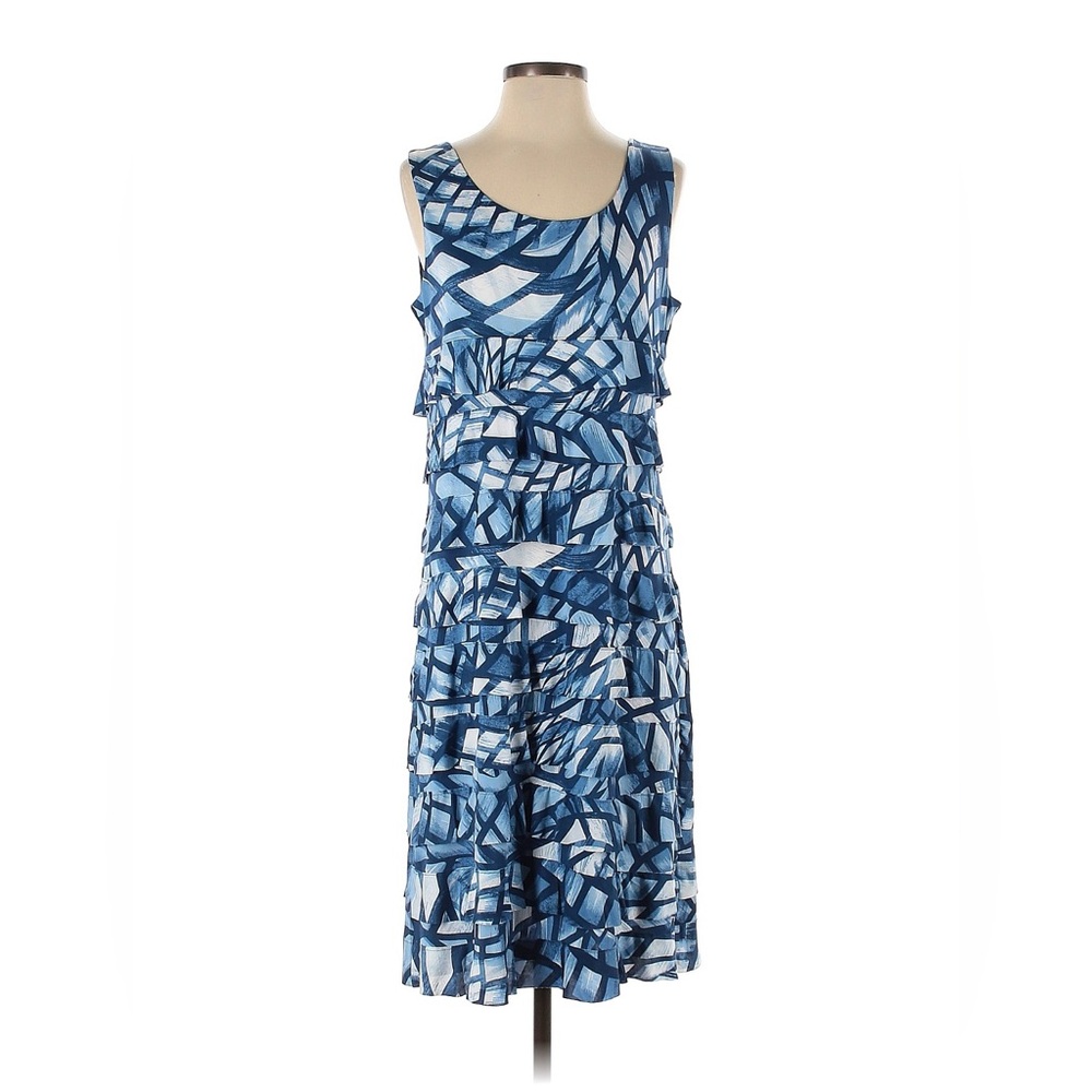 Creation Blue and White Patterned Chic Dress